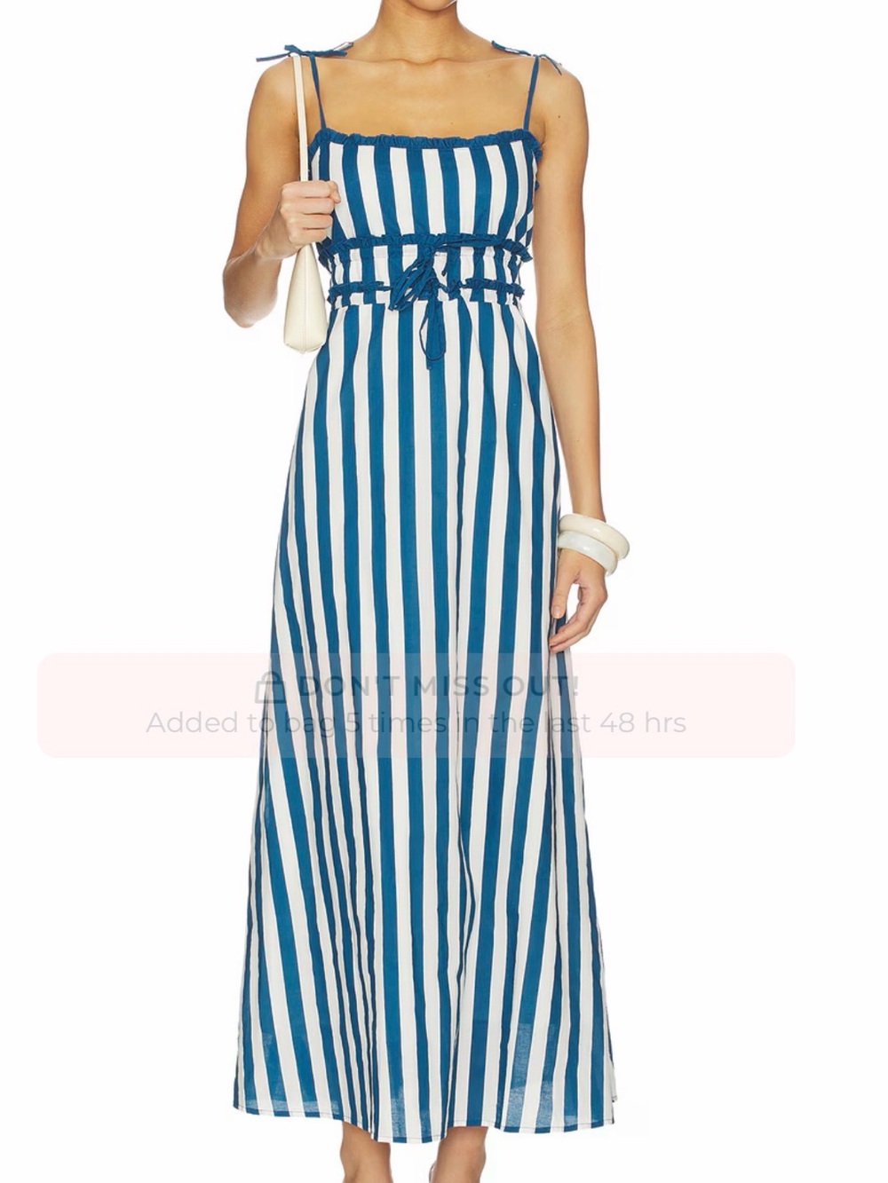 Beach Riot Teal and White Vertical Stripe Maxi Dress with Tie Waist